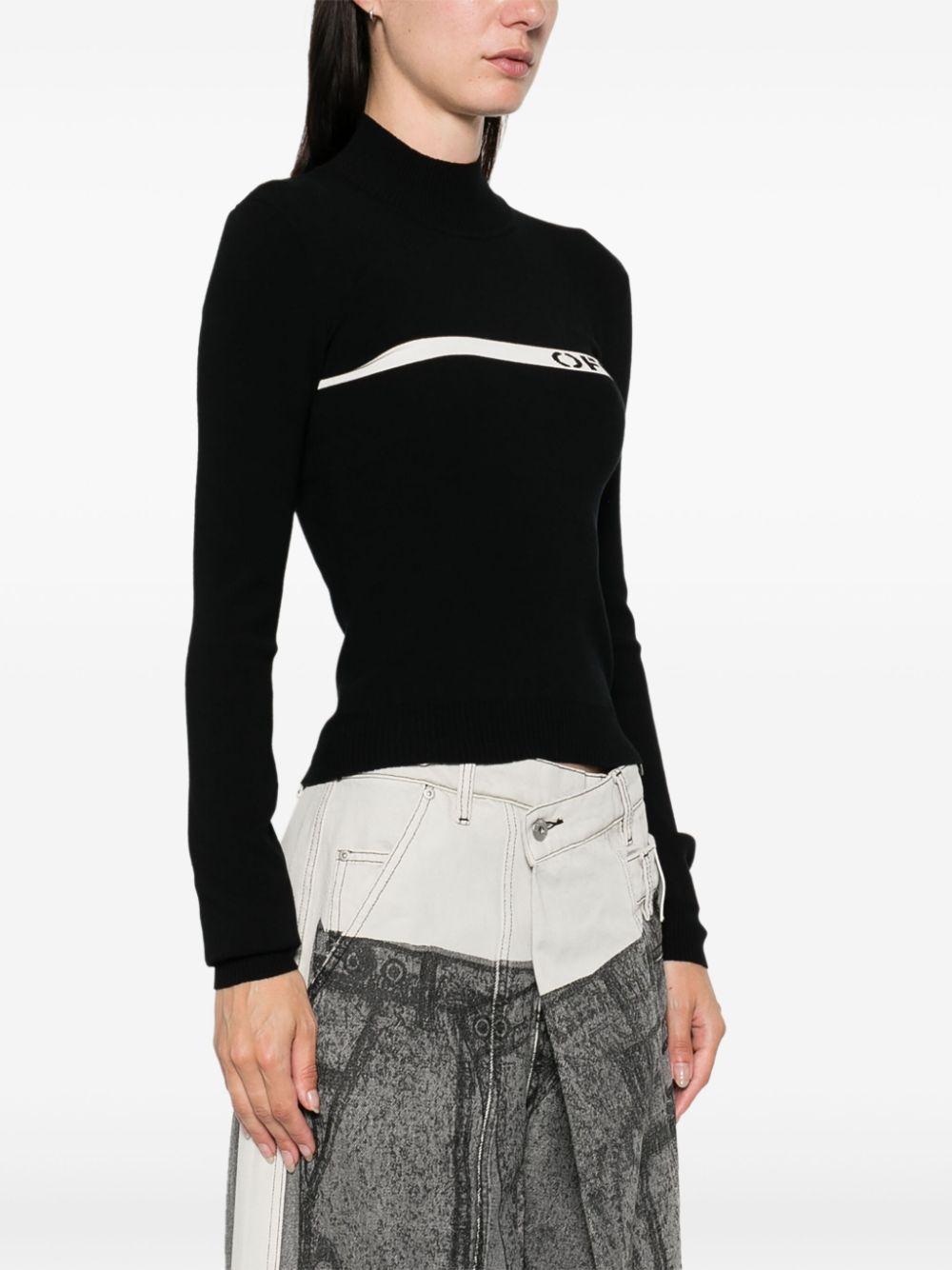 logo-stripe mock-neck top Product Image