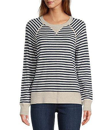 L.L.Bean Organic Cotton Slub Knit Stripe Print Crew Neck Long Sleeve Sweater product image