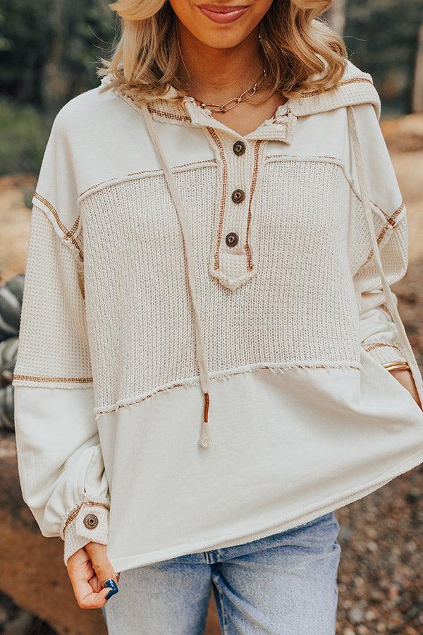 Winding Roads Knit Hoodie In Ivory Product Image