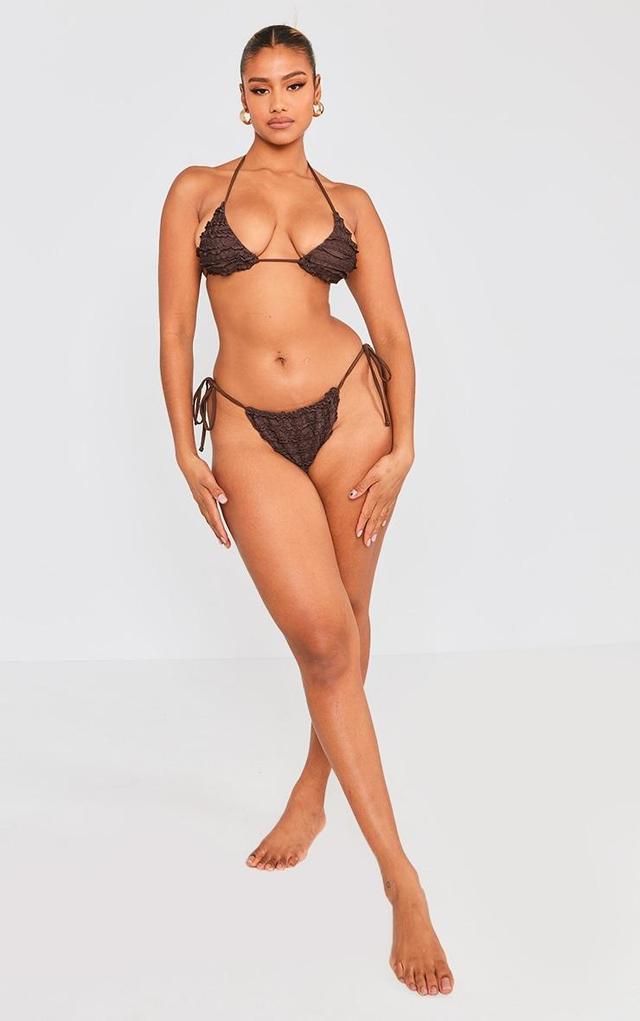 Chocolate Frill Texture Tie Side Bikini Bottoms Product Image