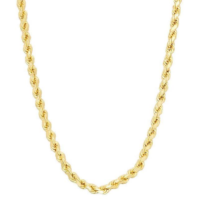 Mens 14k Gold Over Silver Rope Chain Necklace, Size: 22, Yellow Product Image