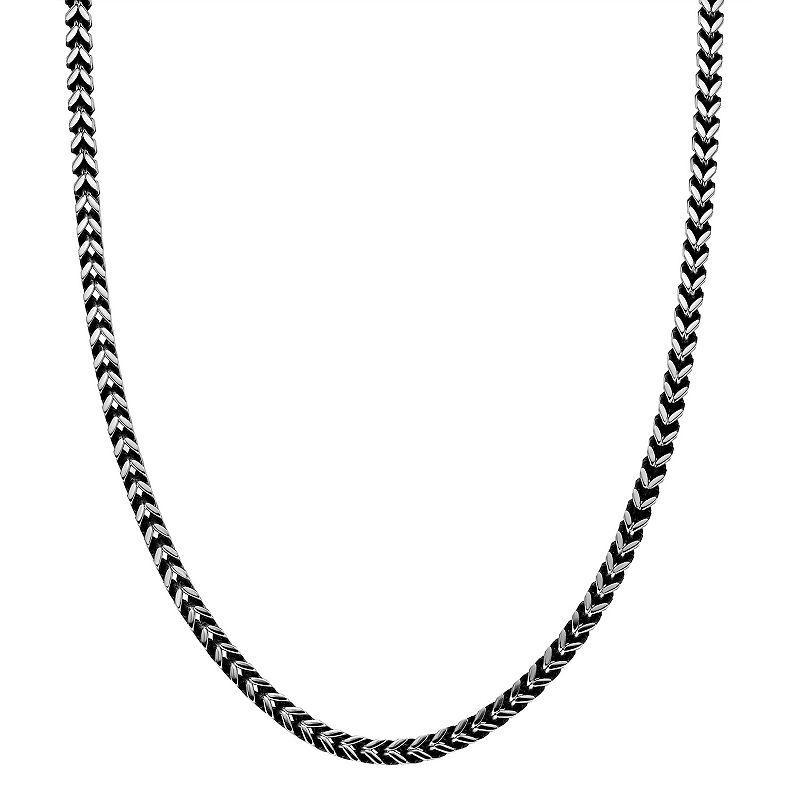 Mens LYNX Stainless Steel Black Two-Tone 5 mm Foxtail Chain Necklace Silver Product Image