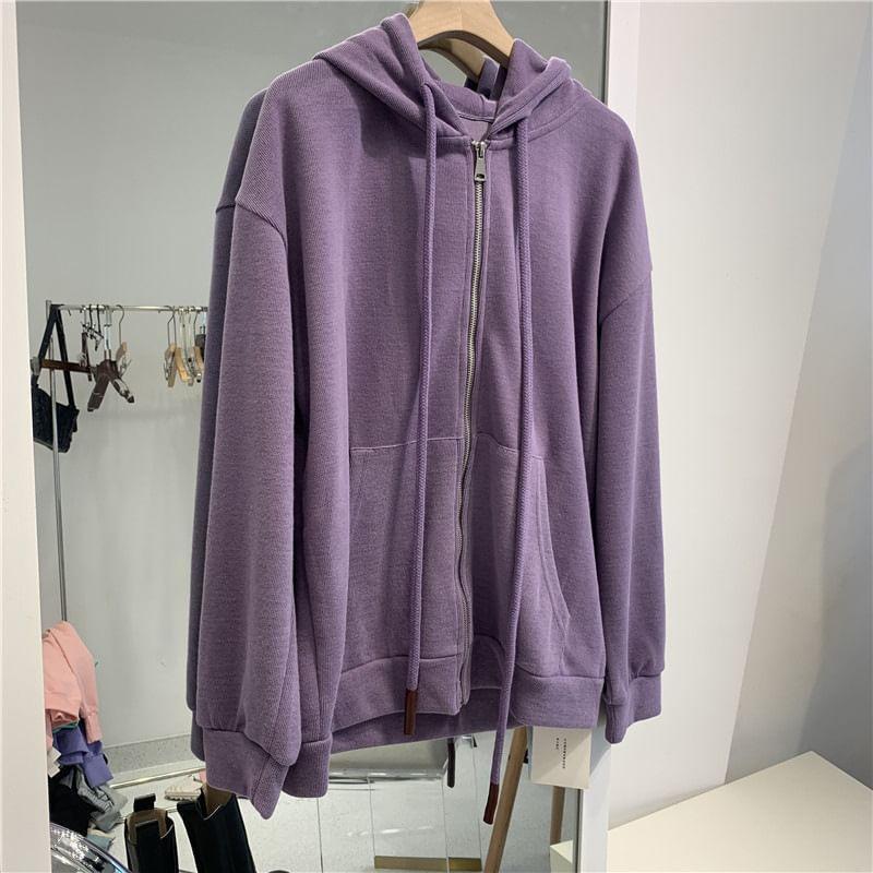 Plain Hooded Zip Jacket Product Image