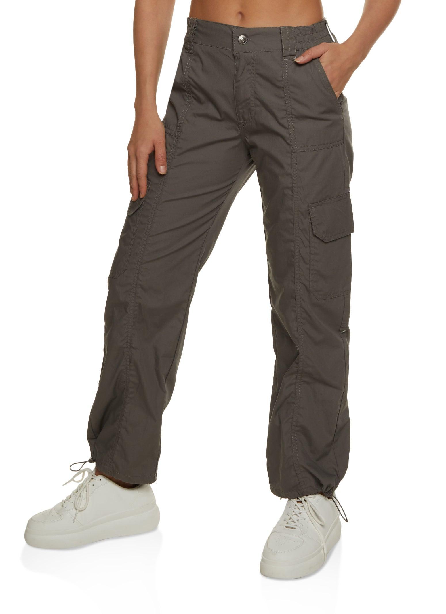 Womens Toggle Drawstring Straight Leg Cargo Pants Product Image