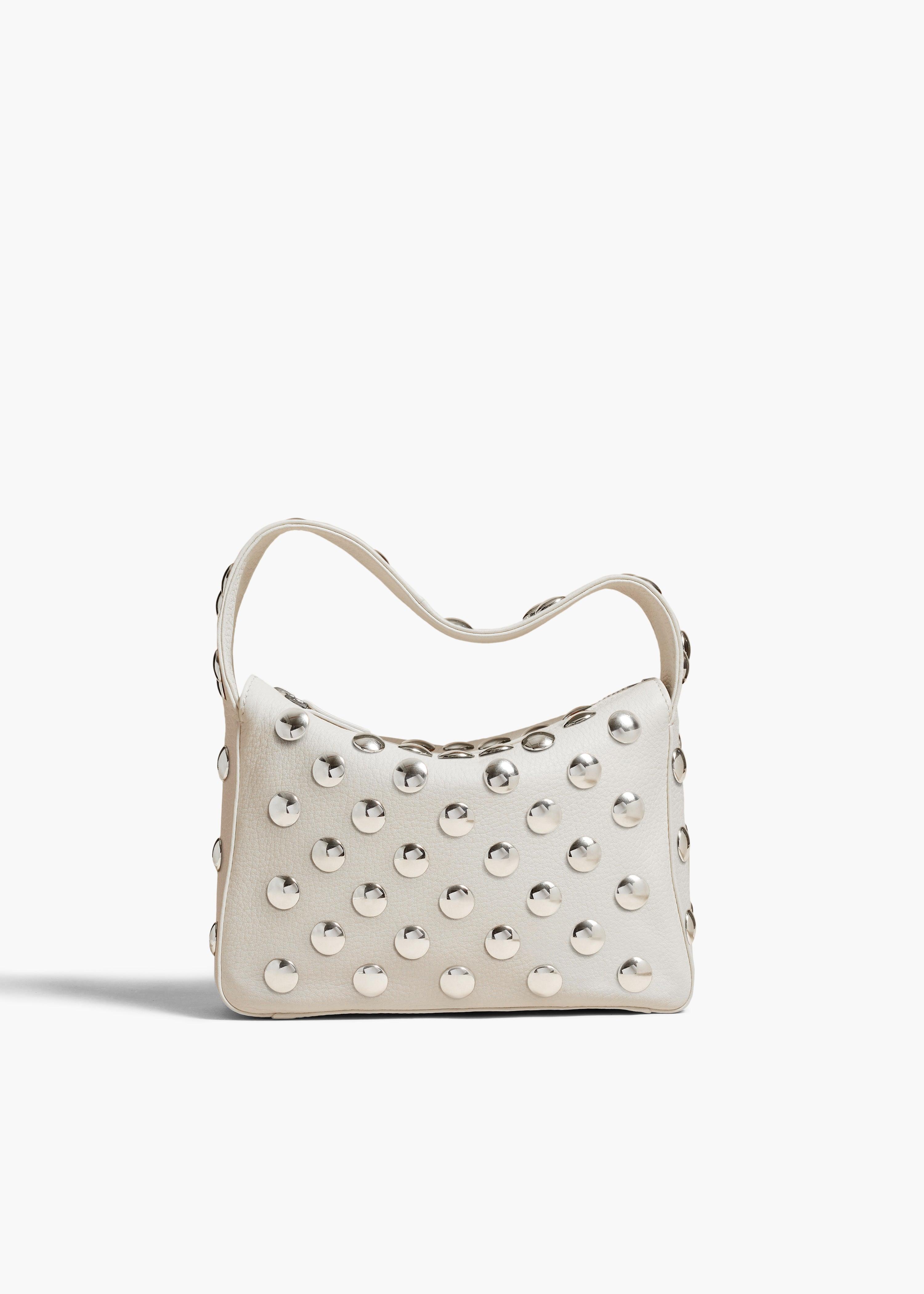 Small Elena Bag in Off-White Leather with Studs Product Image