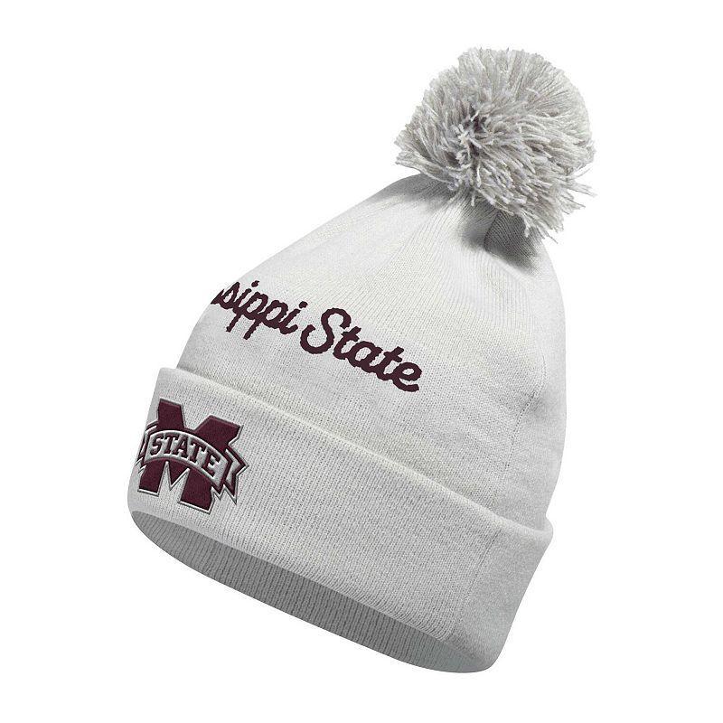 Mens adidas White Mississippi State Bulldogs Cuffed Knit Hat with Pom Product Image