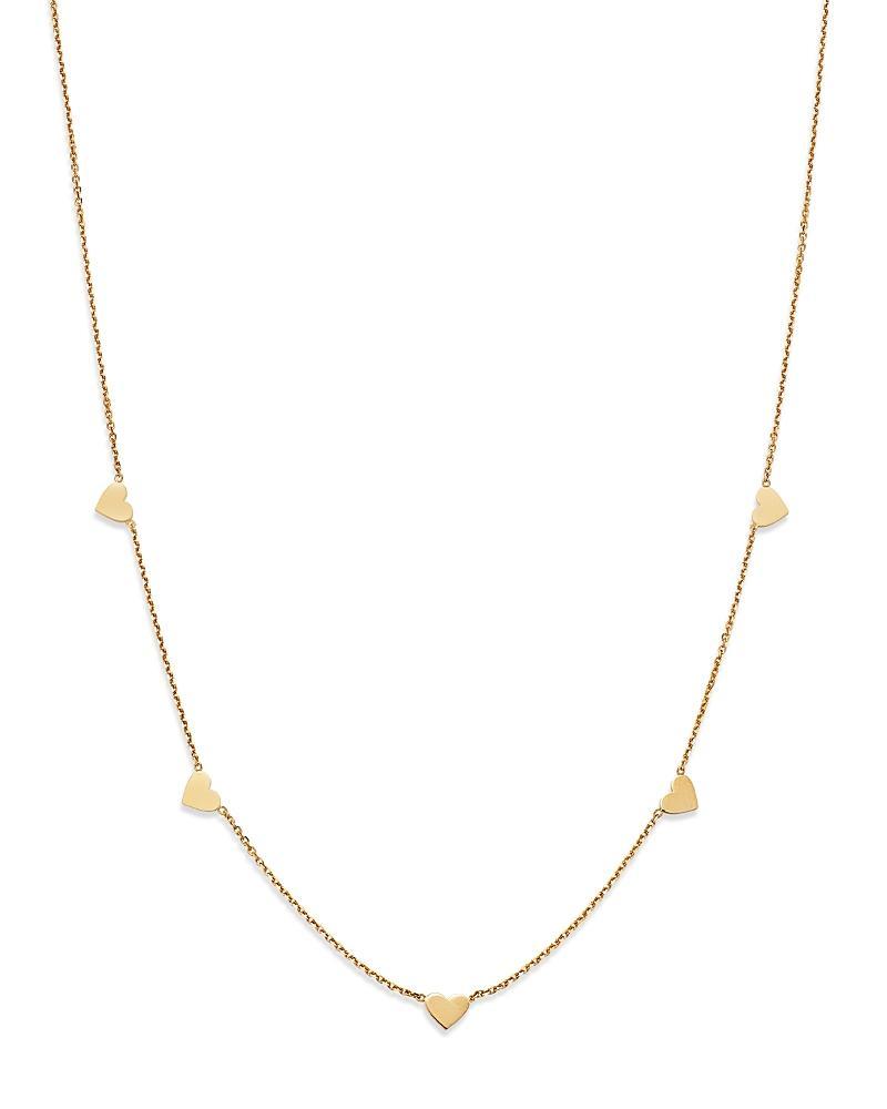 Moon & Meadow 14K Yellow Gold Heart Station Necklace, 18-20 Product Image