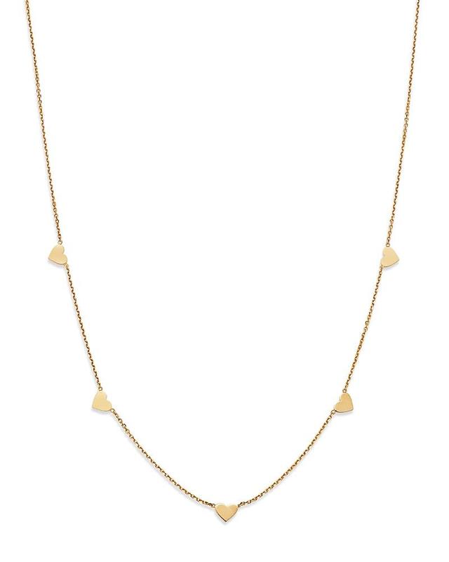 Moon & Meadow 14K Yellow Gold Heart Station Necklace, 18-20 Product Image