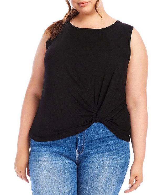 Karen Kane Plus Size Crew Neck Sleeveless Side Drape Top Product Image