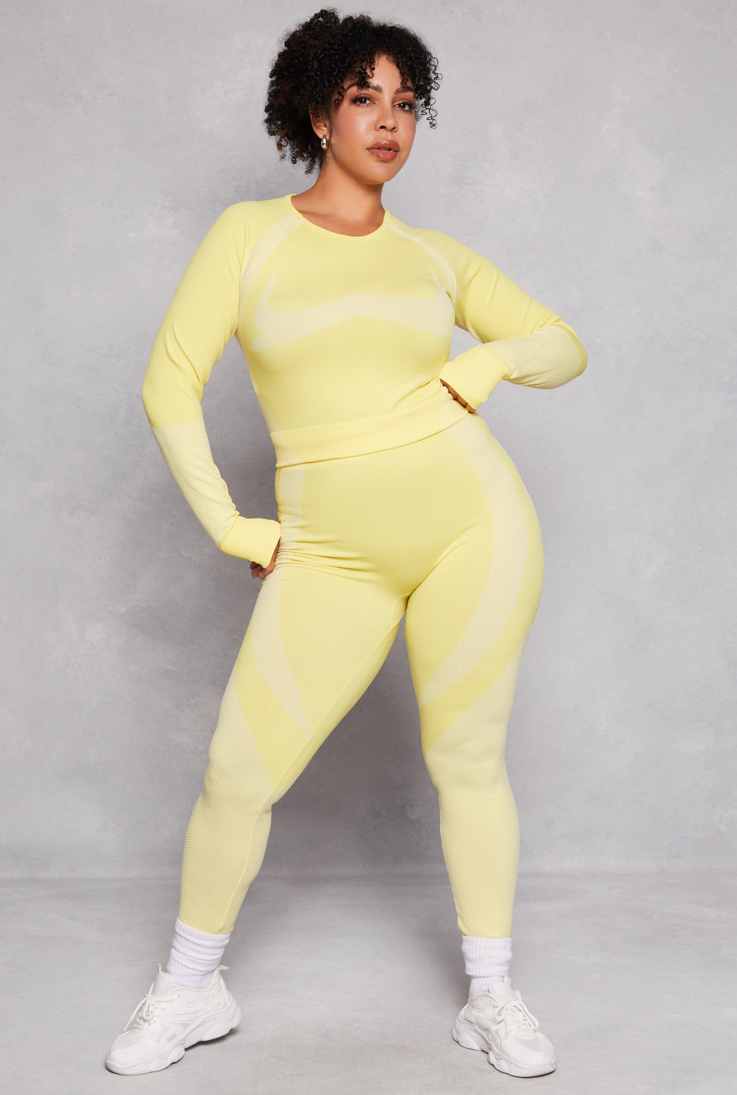 Womens Plus Size Seamless Color Block Active Leggings product image