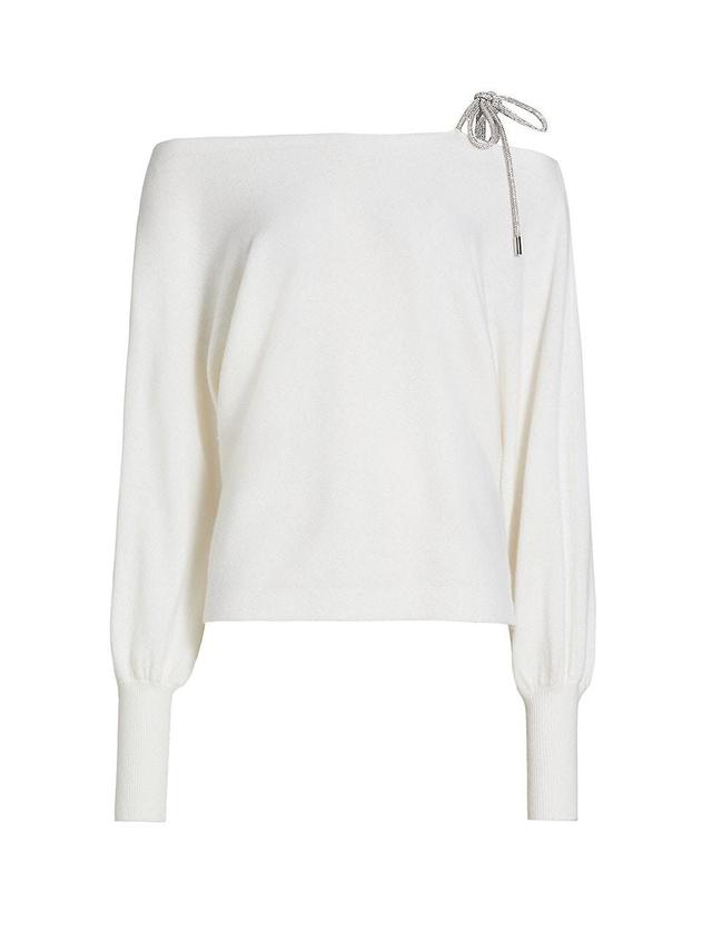 Womens Ida Crystal Tie Off-The-Shoulder Sweater Product Image