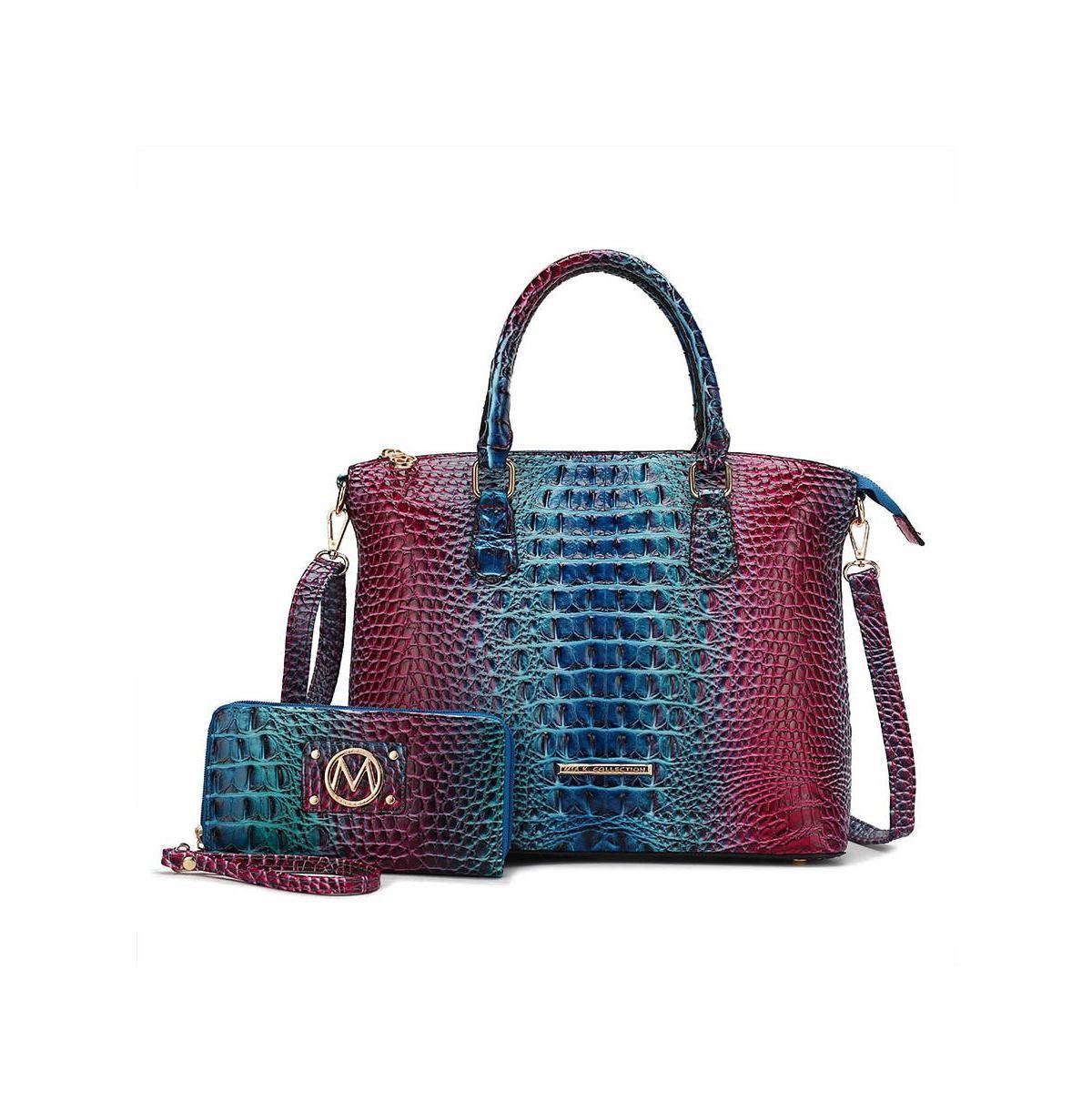 Mkf Collection Frankie Gradient Rainbow Faux Crocodile-Embossed Women s Satchel Bag with Matching Wallet by Mia K Product Image