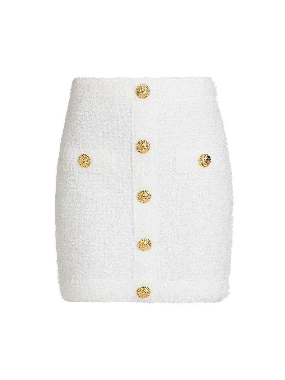 Womens Tweed Button-Front Miniskirt Product Image