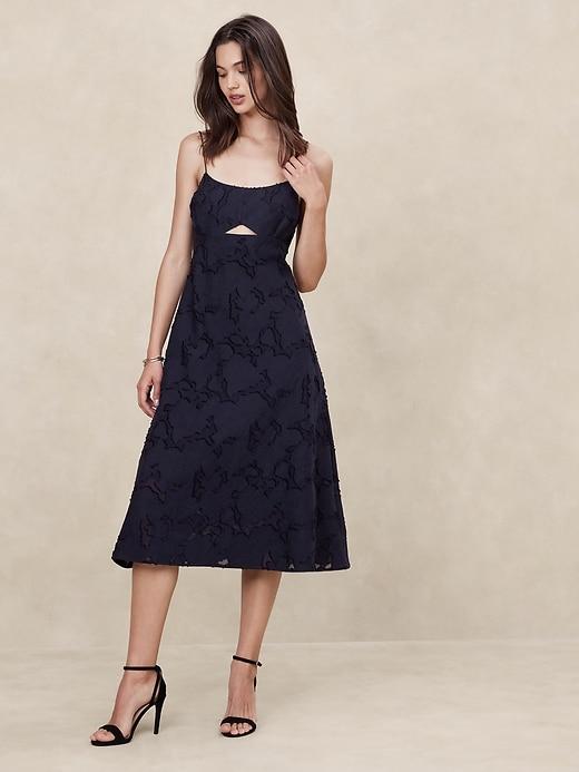 Floral Jacquard Cutout Midi Dress Product Image