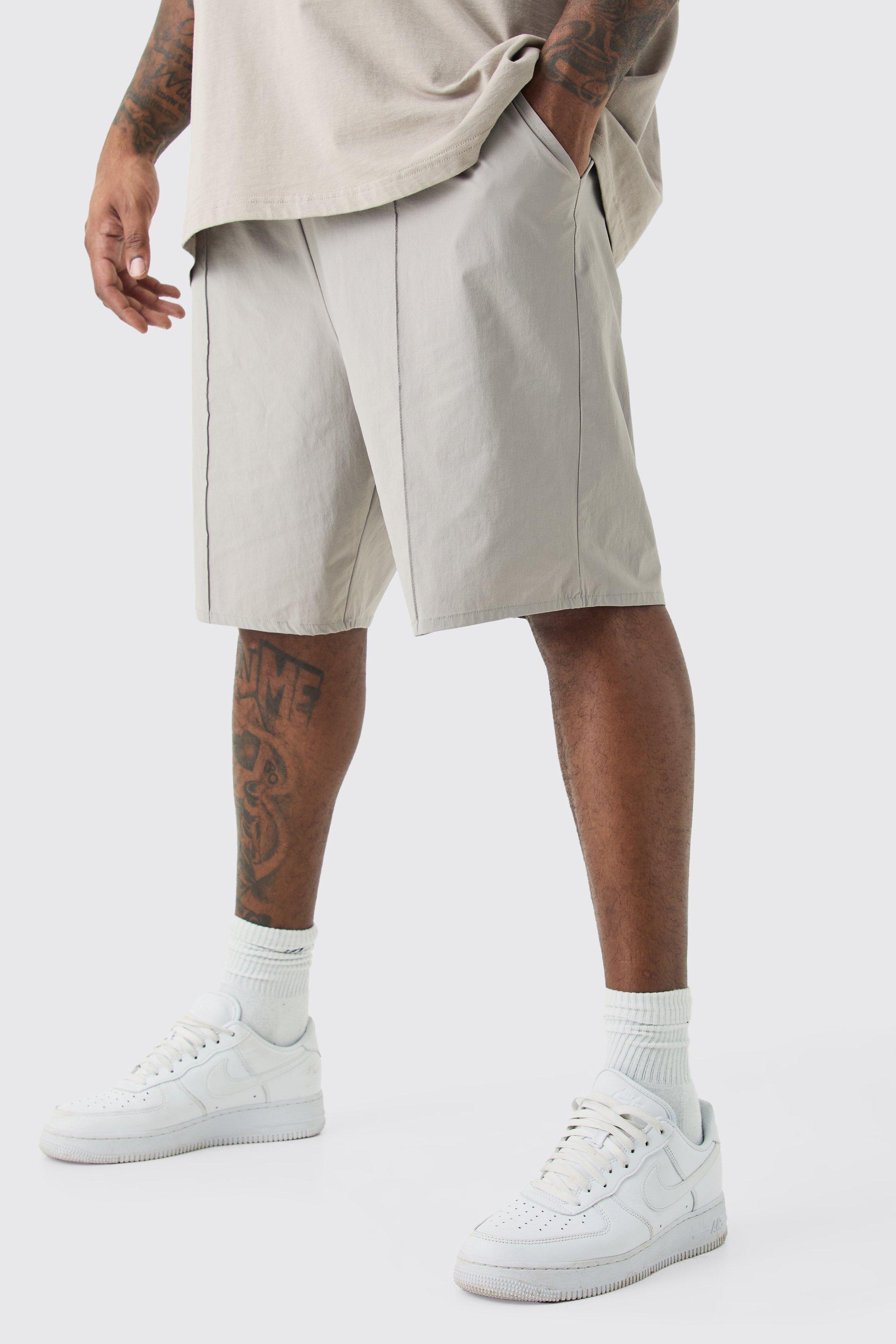 Plus Elasticated Waist Pintuck Seam Nylon Short | boohooMAN USA Product Image