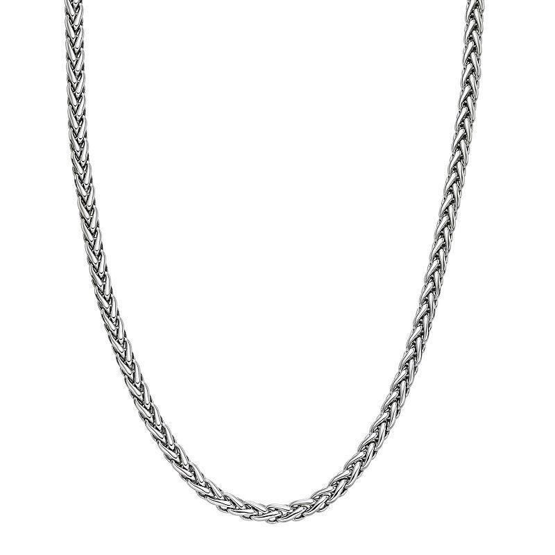 LYNX Stainless Steel Wheat Chain 24 Necklace, Mens Product Image