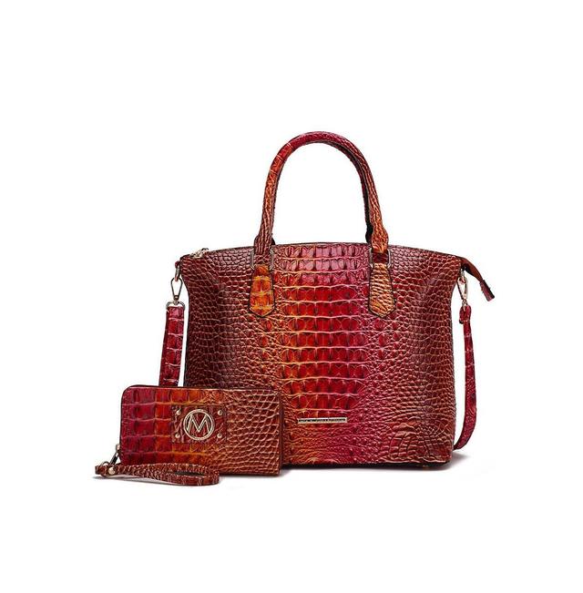 Mkf Collection Frankie Gradient Rainbow Faux Crocodile-Embossed Women s Satchel Bag with Matching Wallet by Mia K Product Image