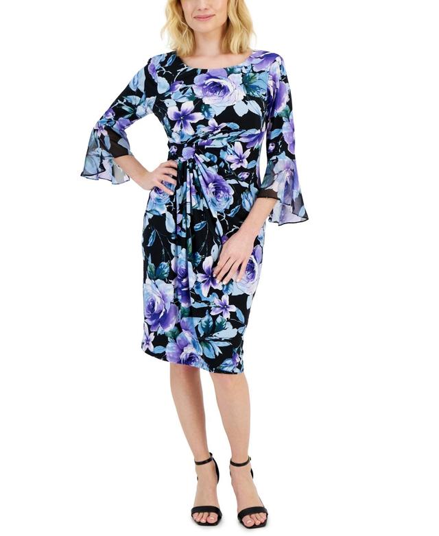 Connected Petite Floral-Print Side-Tab Sheath Dress Product Image