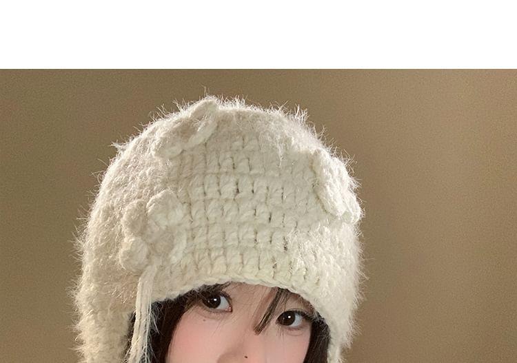 Fringed Knit Trapper Hat Product Image