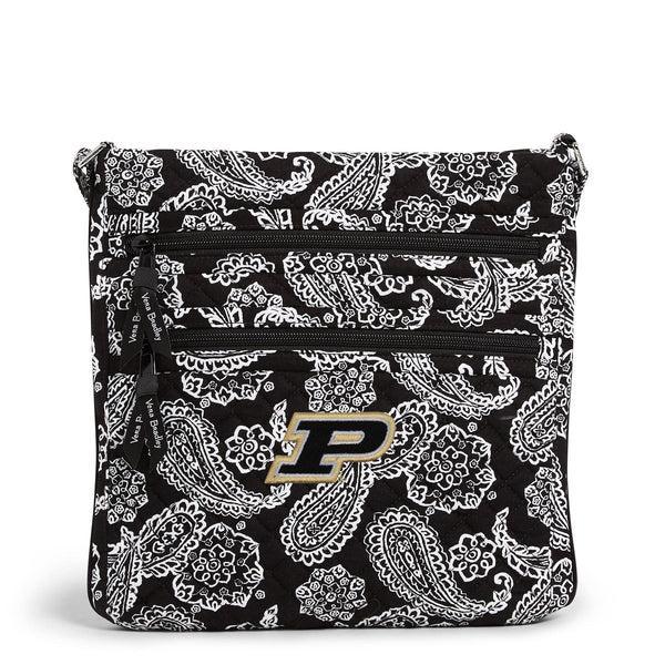 Vera Bradley Collegiate Triple Zip Hipster Crossbody Bag Women in Black/White Bandana with Purdue University Logo Product Image