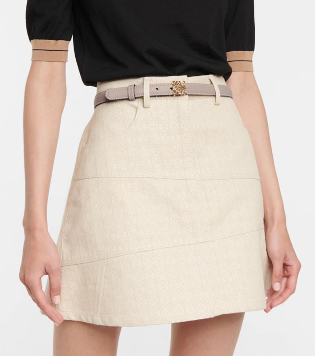 LOEWE Textured-leather Belt In Light Oat Gold Product Image