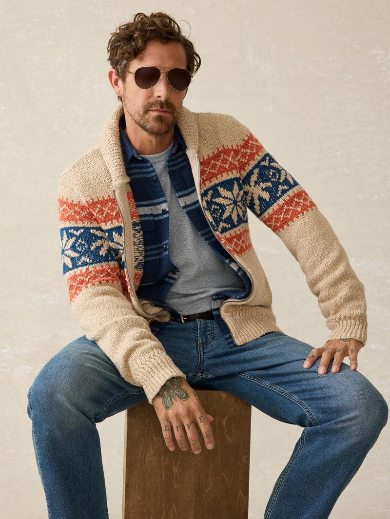 Surf To Snow Zip Cardigan - Pacific Wheat Product Image