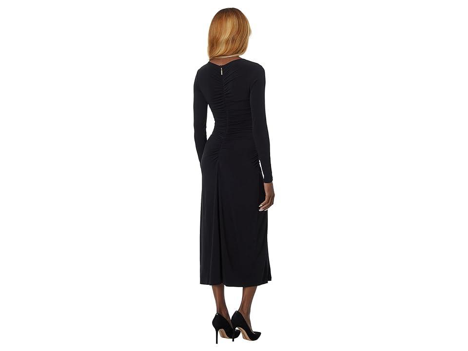 MICHAEL Michael Kors Long Sleeve Chiffon Ruch Midi Dress Women's Dress Product Image