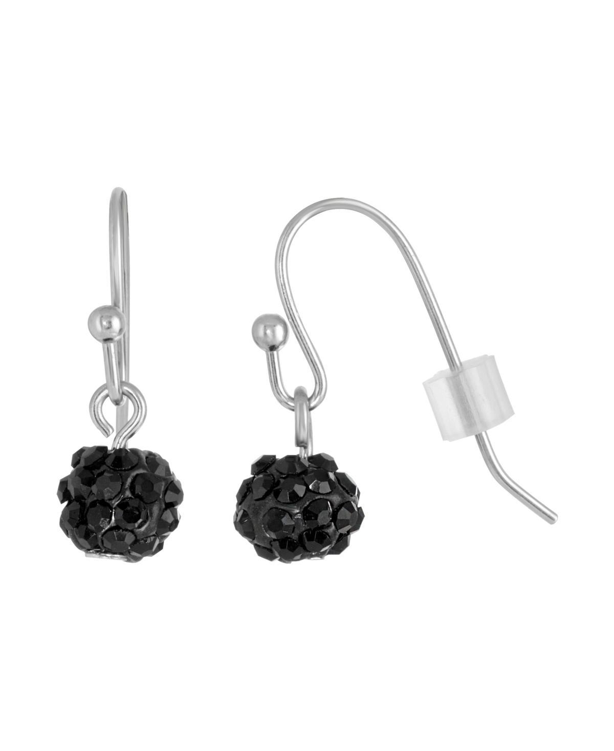 1928 Silver Tone Jet Pave Drop Earrings, Womens, Black Product Image