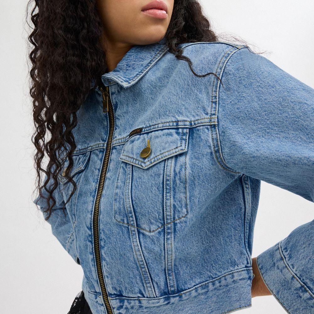 Denim Crop Jacket In Organic Cotton Product Image