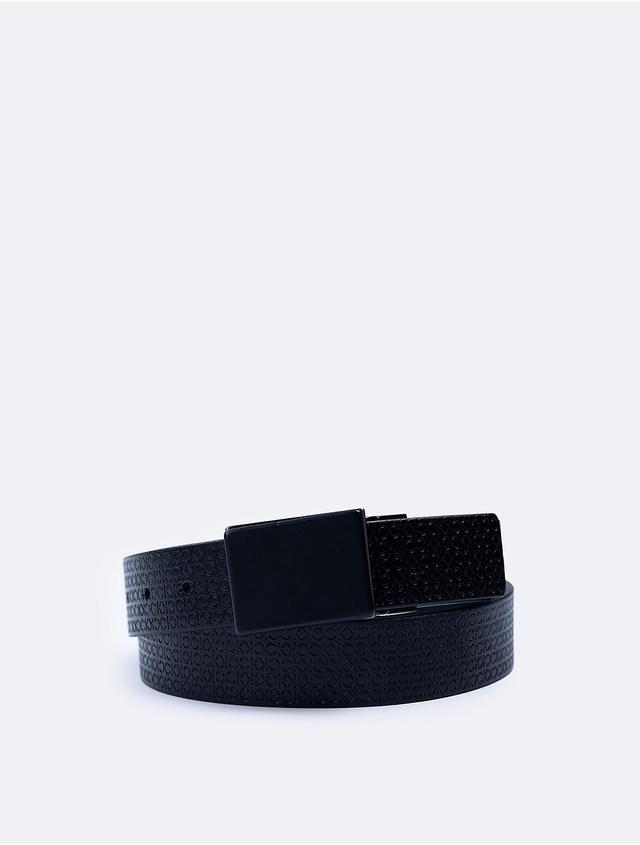 Calvin Klein Mens Monogram Logo Plaque Webbing Belt - White - M Product Image