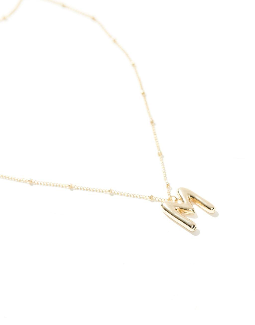 Pieces bubble initial 'M' necklace in gold Product Image