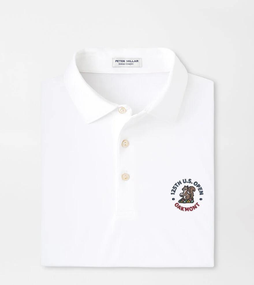 Peter Millar Mens 125th U.S. Open Solid Performance Jersey Polo | Color: White | Size: 4XL Product Image