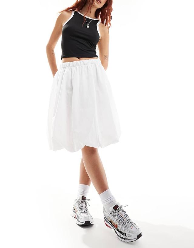 COLLUSION poplin midi bubble skirt in white Product Image