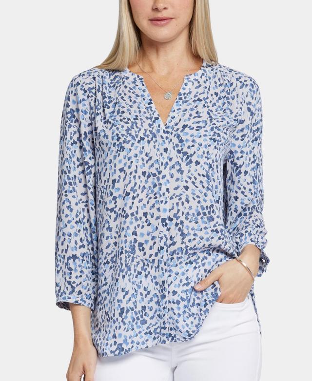 Nydj Womens Pintuck Three-Quarter-Sleeved Blouse Product Image