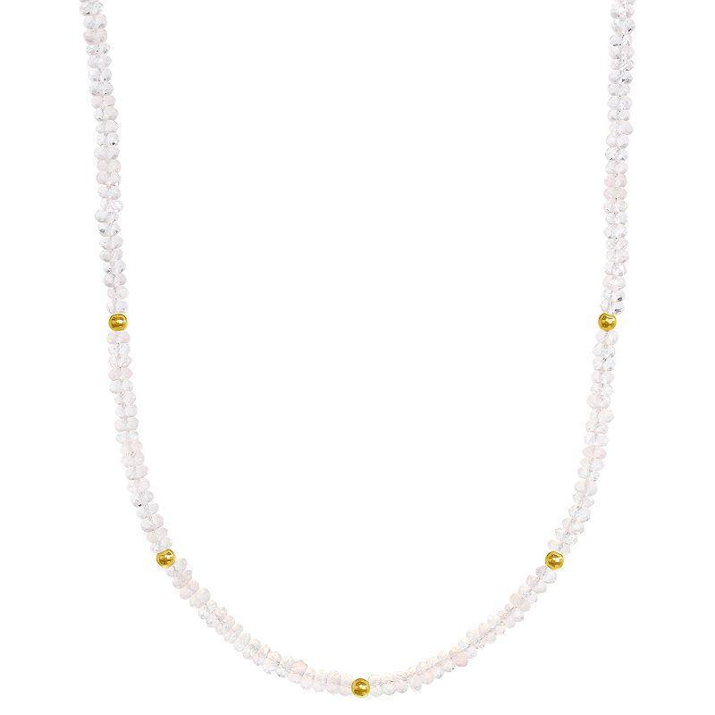 Jewelmak 14k Yellow Gold & Rose Quartz Necklace, Womens 14k Gold Product Image