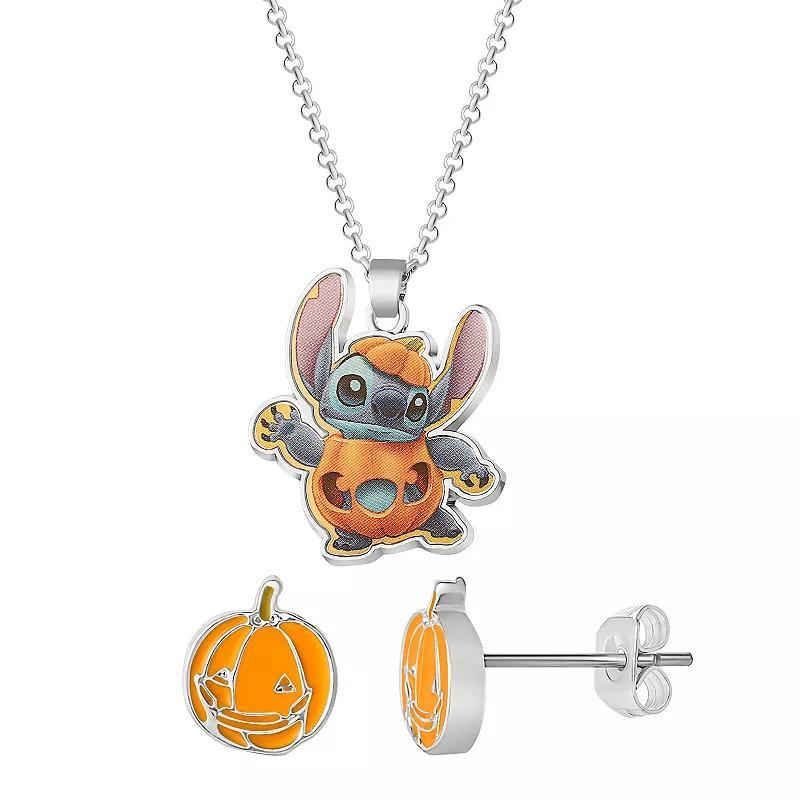 Disneys Lilo & Stitch Pumpkin Pendant Necklace & Stud Earrings Set, Womens, Multi Product Image