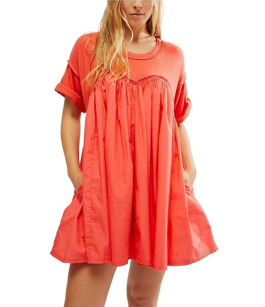 Free People Catalina Crew Neck Short Sleeve Pleated Mini Dress Product Image