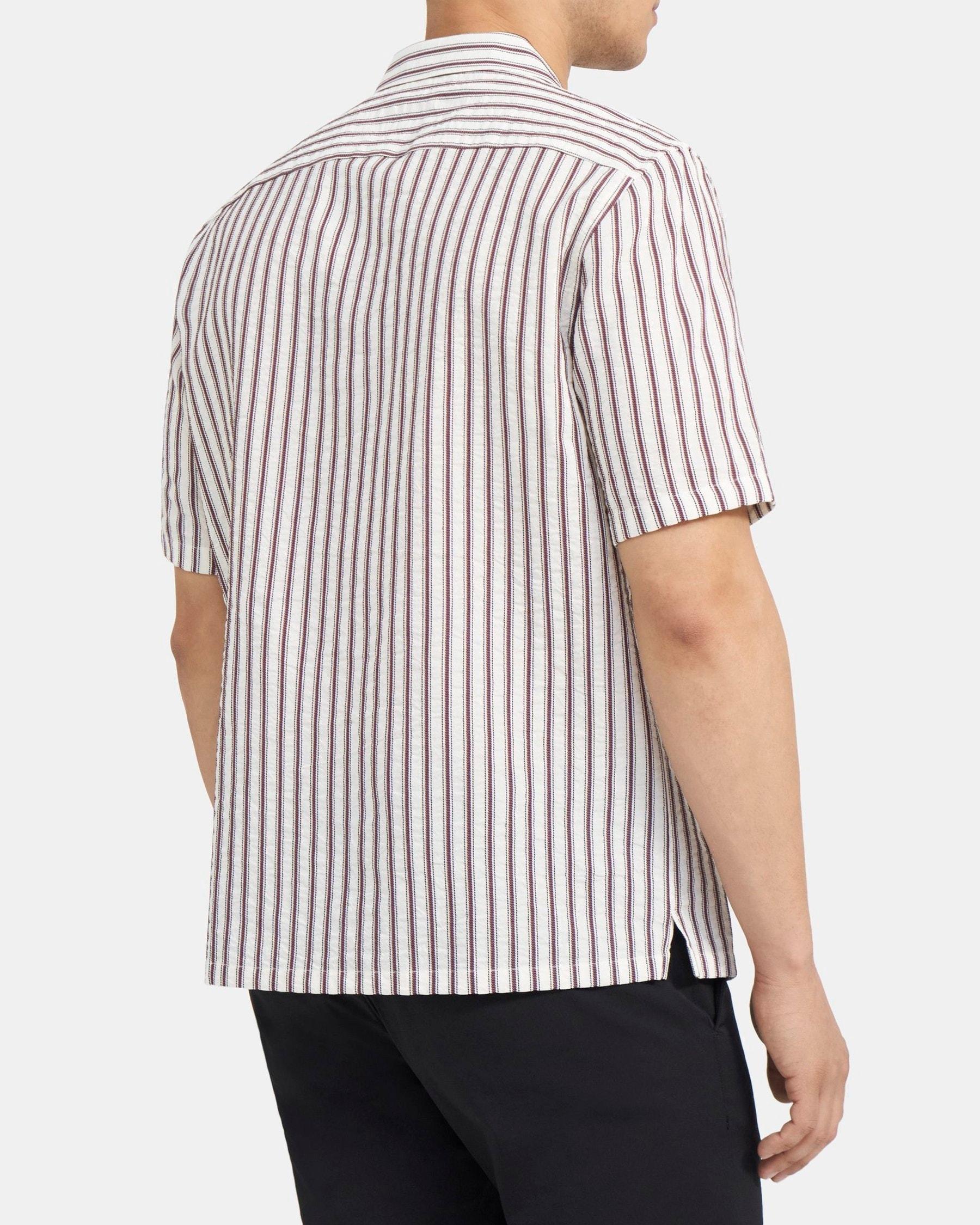 Short-Sleeve Shirt in Striped Cotton-Blend Product Image