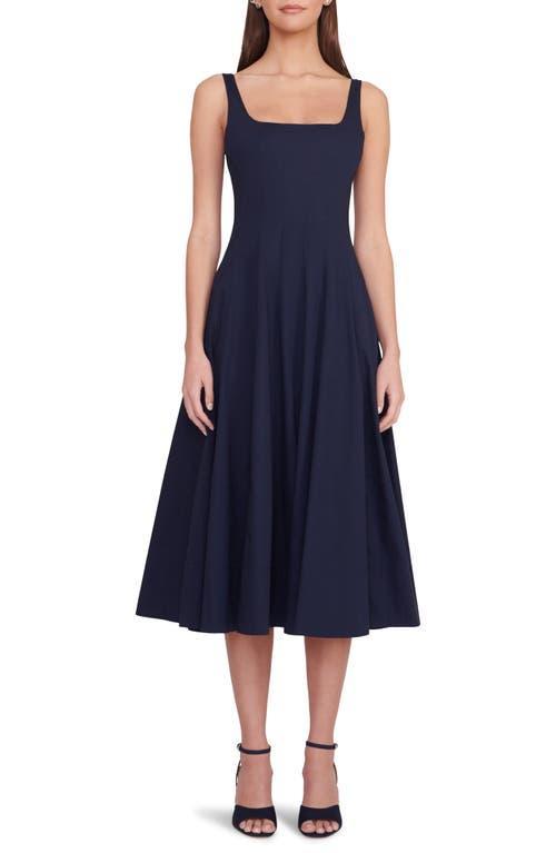 STAUD Wells Stretch Cotton Poplin Midi Fit & Flare Dress Product Image