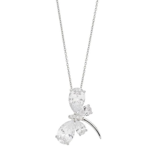 Sterling Silver Cubic Zirconia Butterfly Pendant Necklace, Womens Product Image