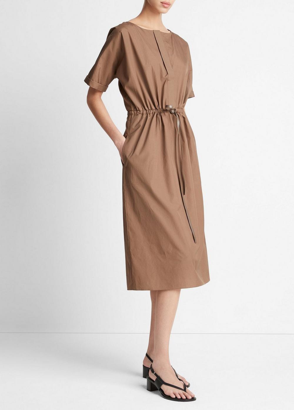 Cotton Belted Dolman-Sleeve Dress Product Image