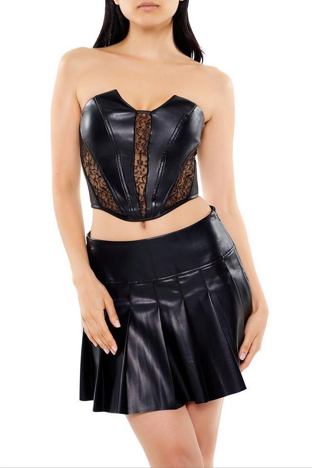 Faux Leather & Lace Tube Top | Forever 21 Product Image