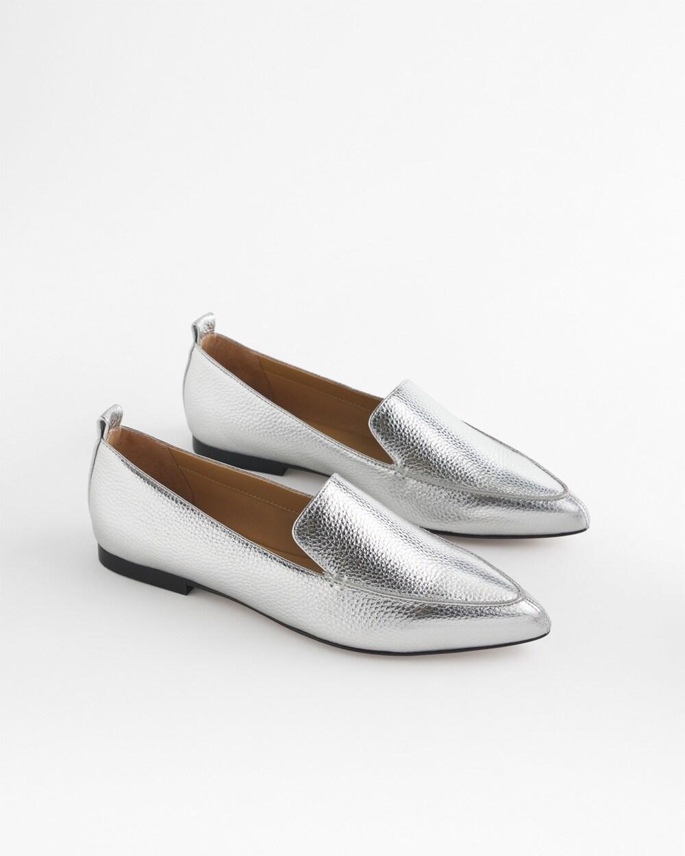 Silver Metallic Leather Loafer size 8.5   Chico's - Silver - Women Product Image