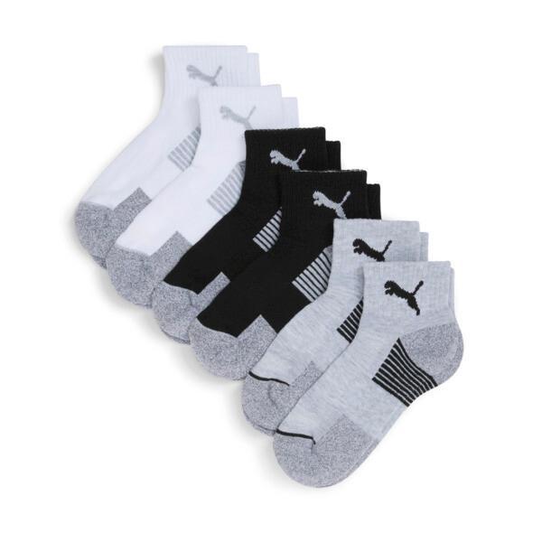 PUMA Women's Half-Terry Quarter Length Crew Socks (6 Pairs) in Grey/Black Product Image