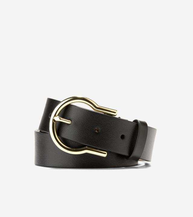 Cole Haan Womens 32Mm Hinged Buckle Belt - Black Size Small Product Image