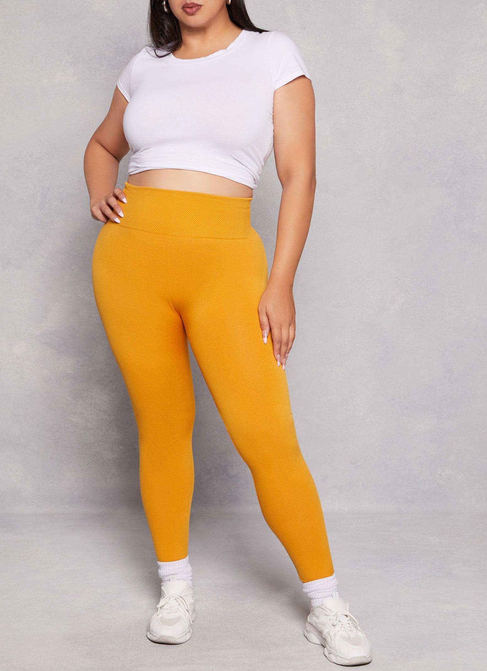 Womens Plus Size Fleece Textured Waistband Leggings Product Image