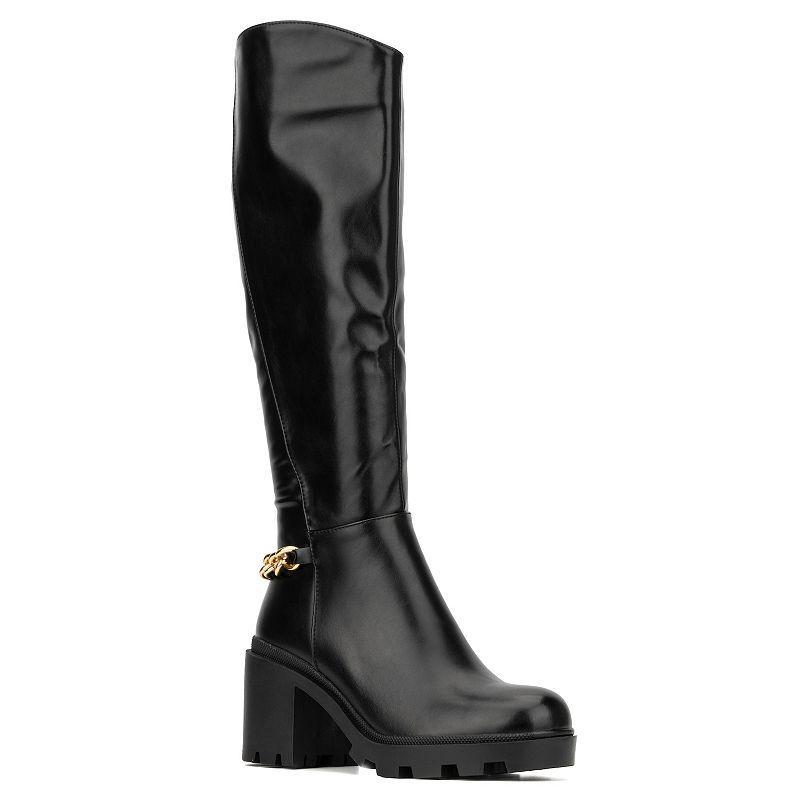 Torgeis Athena Womens Heeled Knee-High Boots Black Product Image