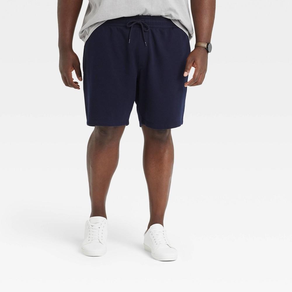 Mens Big & Tall 8.5 Regular Fit Ultra Soft Fleece Pull-On Shorts - Goodfellow & Co Navy Blue 5XL Product Image