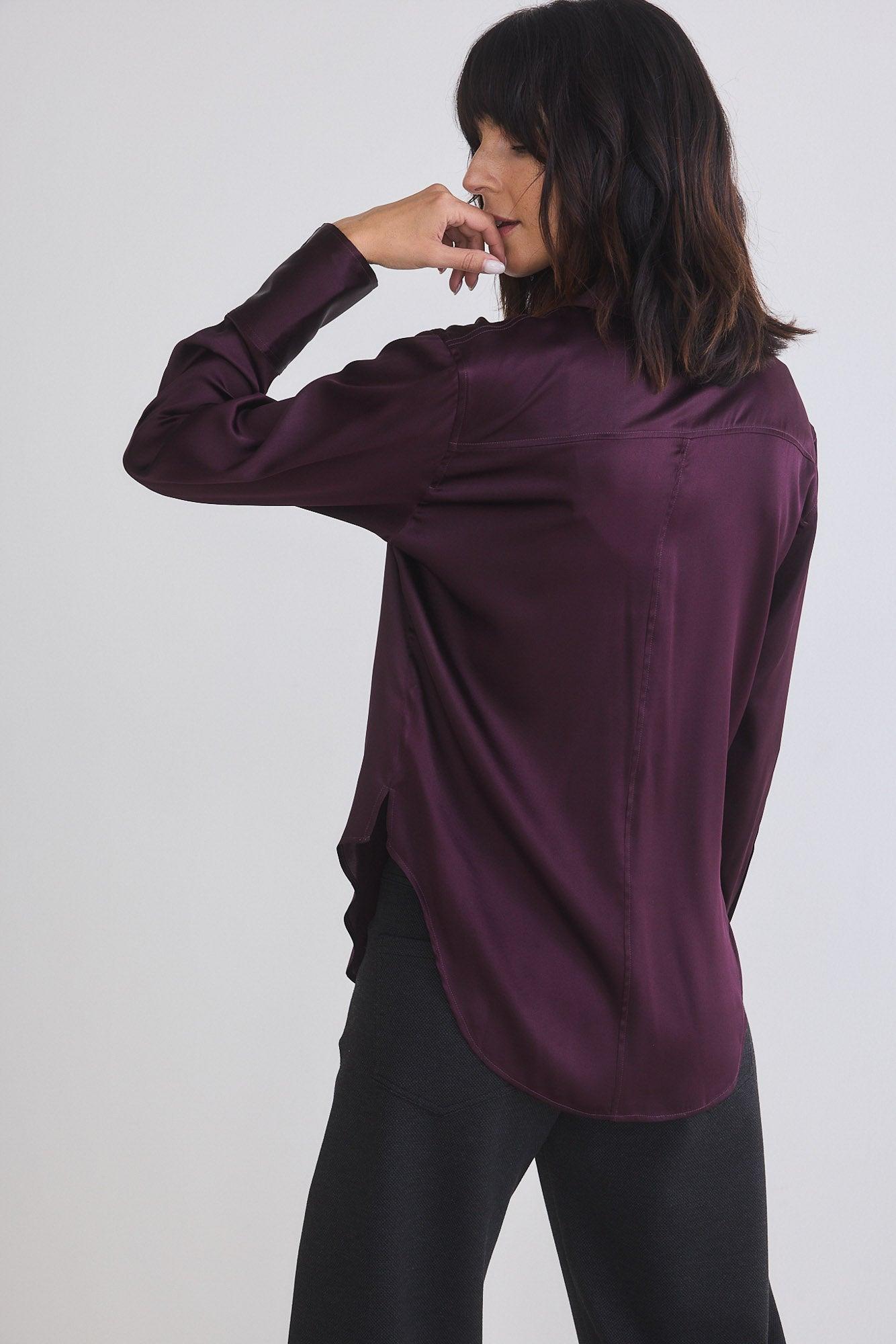 Shift Your Gaze Silk Button Down Blouse Product Image