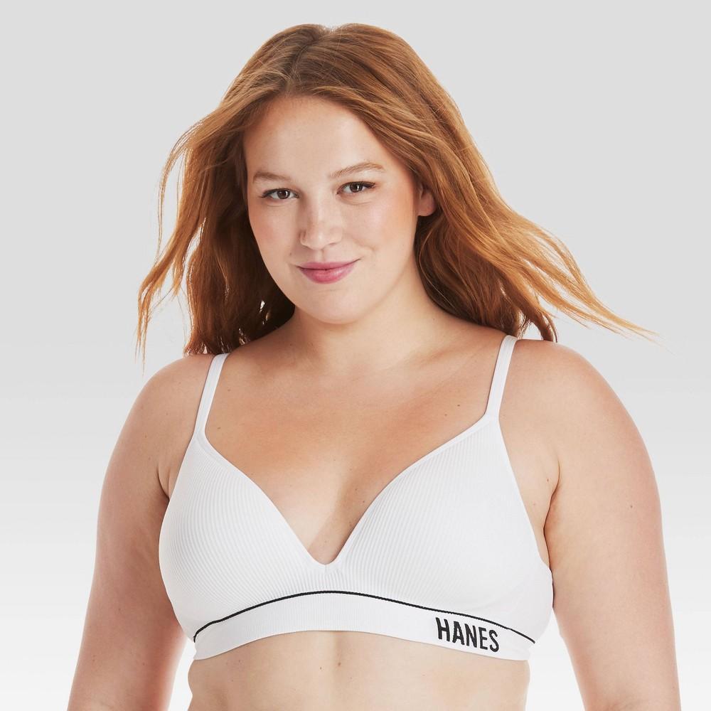 Hanes Originals Womens Ribbed Seamless Contour Bra MHB004 - White L Product Image